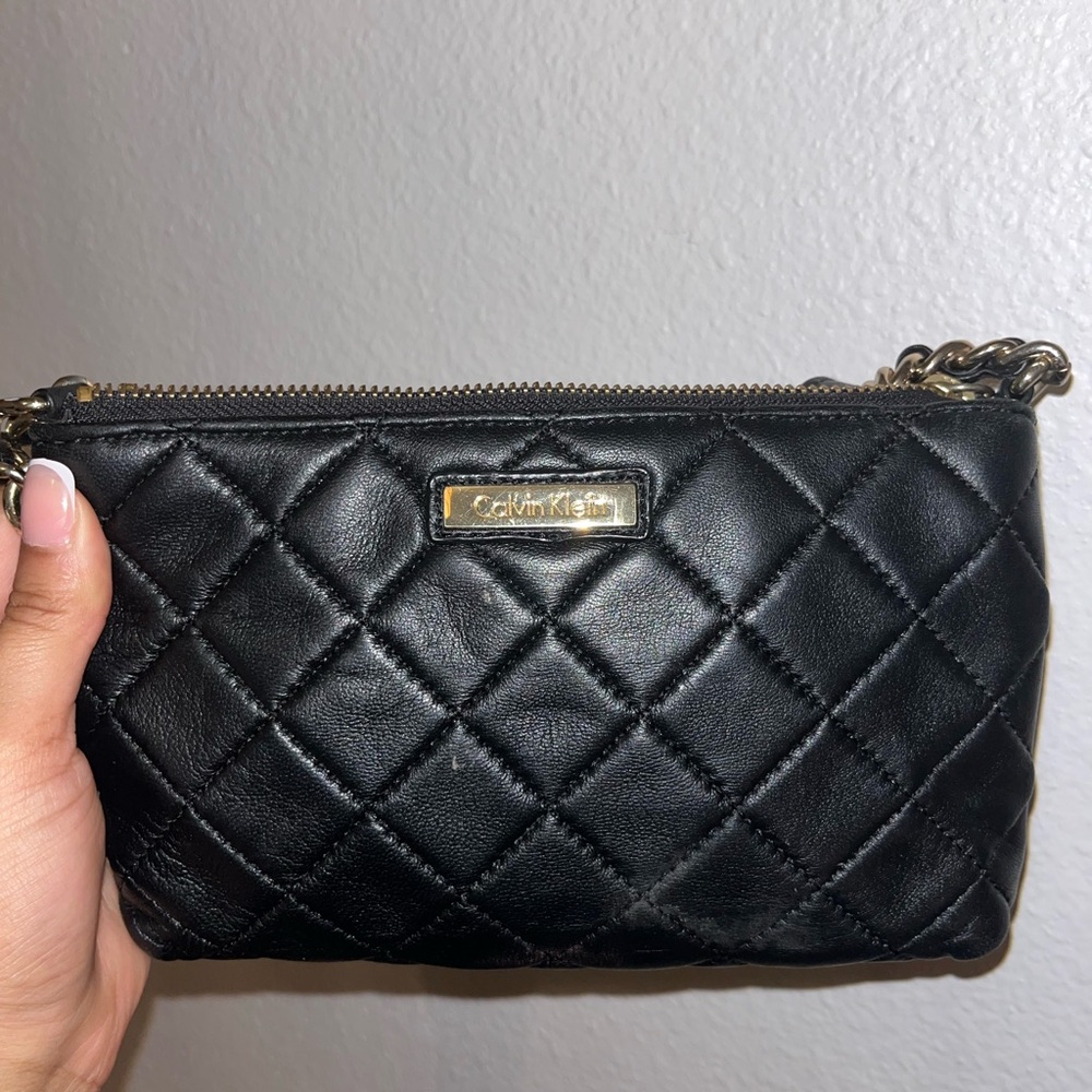 Calvin Klein Black Quilted Wristlet